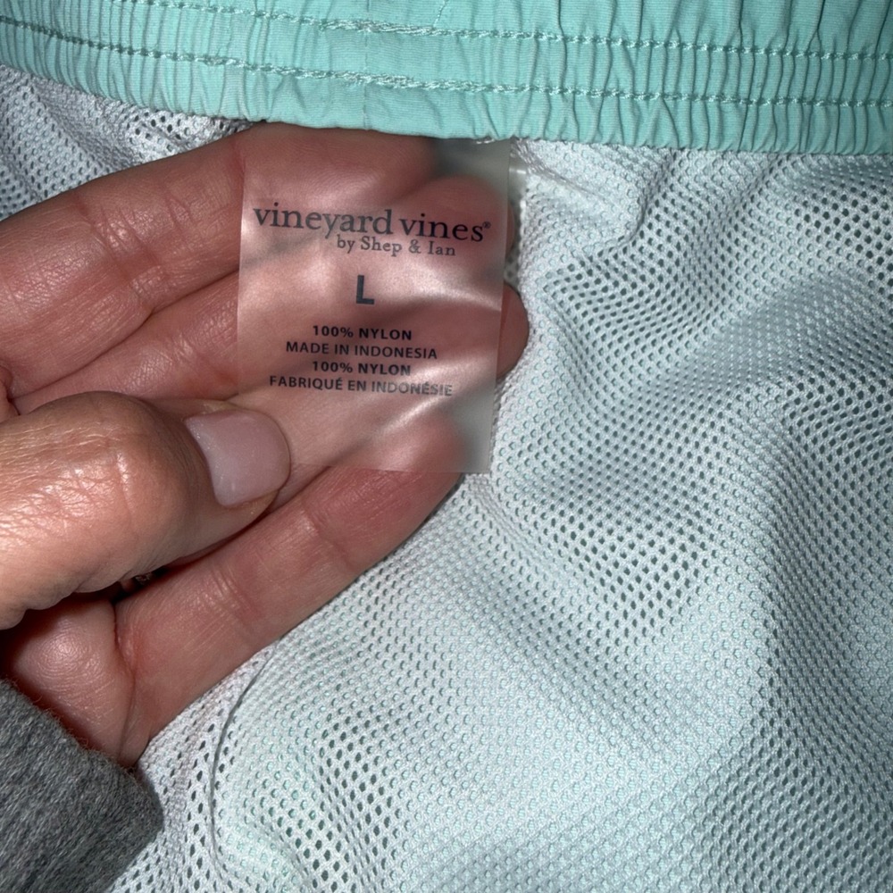 Vineyard Vines Swim Trunks Men L Mint Green EUC Mesh Lined Drawstring Beach - Picture 4 of 9